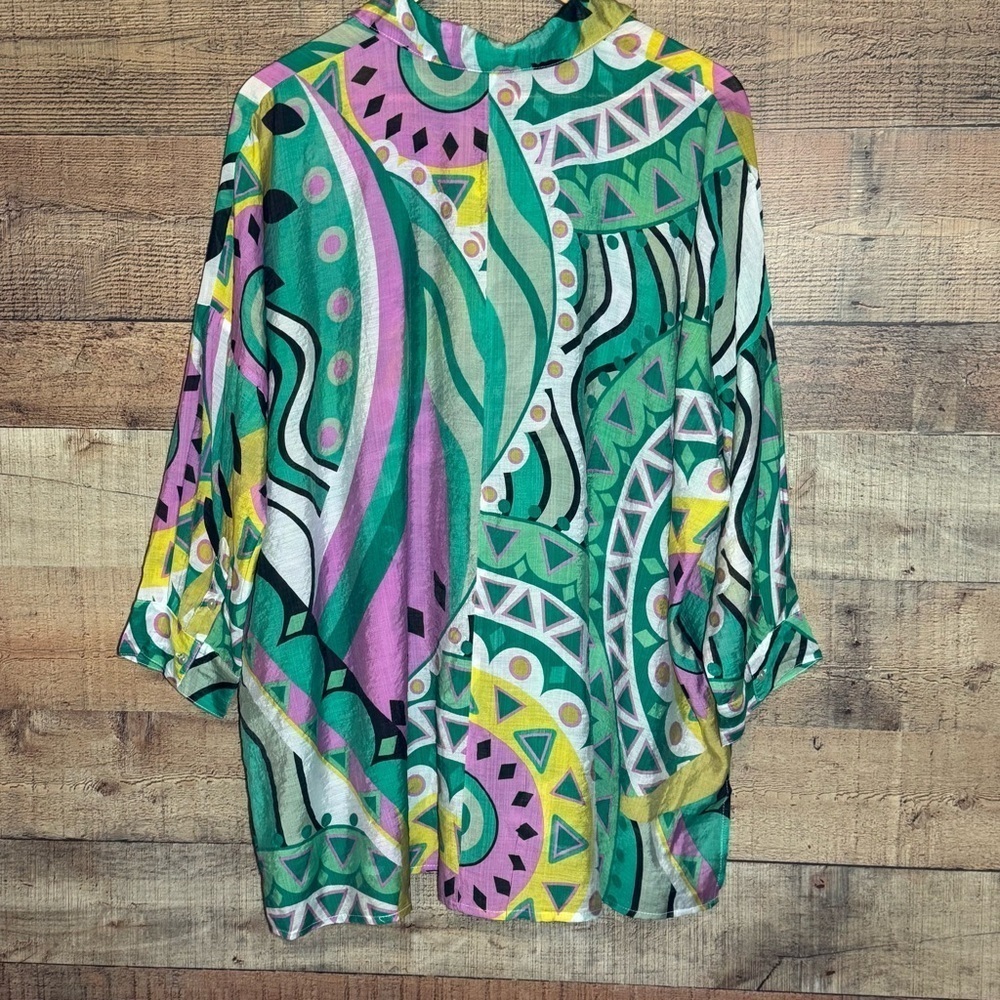 Zaket and Plover Abstractct Print Amalfi Button Down Blouse Women’s size size L - Picture 4 of 11